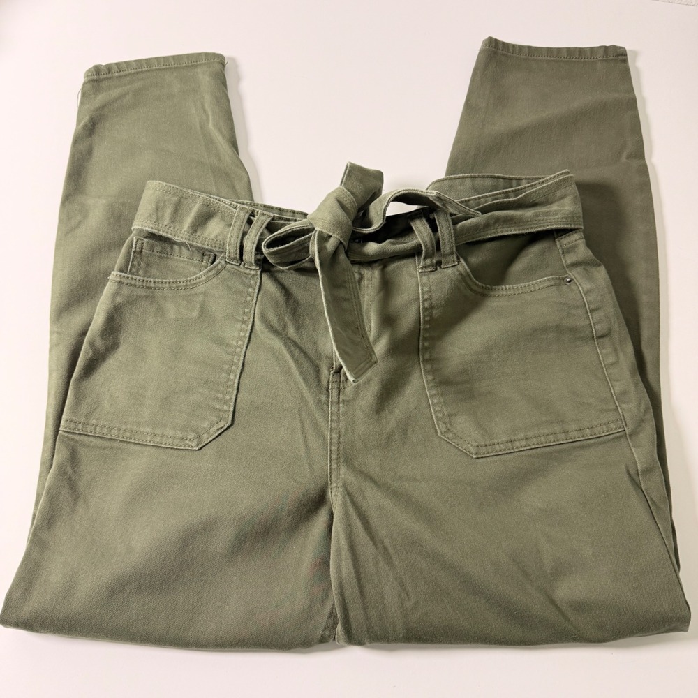 Vanilla Star Olive Green Paperbag Waist Tie Belt Utility Pants Size 15 W32
